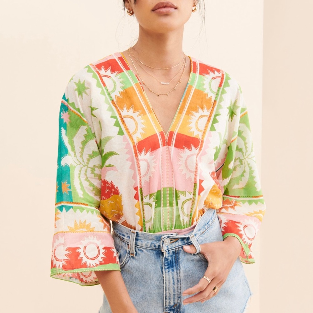 Farm Rio Rainbow Sunset bodysuit size Large